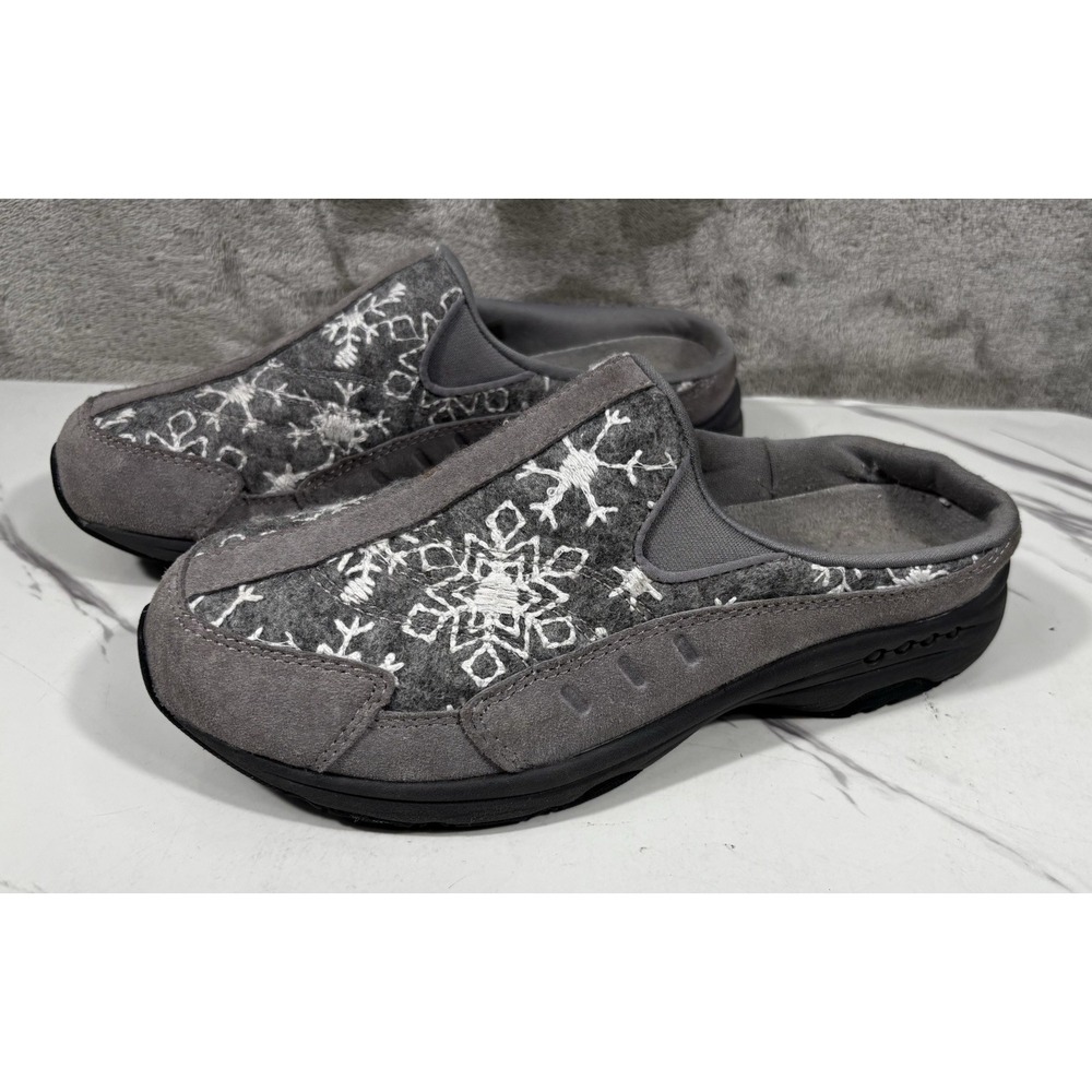 Easy Spirit womans shoes slipon 6.5 Wide Gray leather textile Comfort